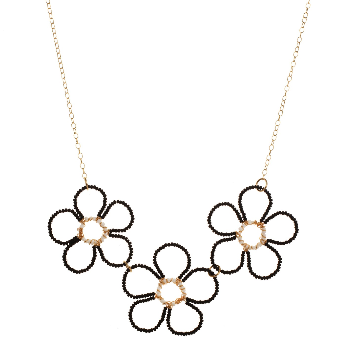 Beaded Triple Flower Necklace
