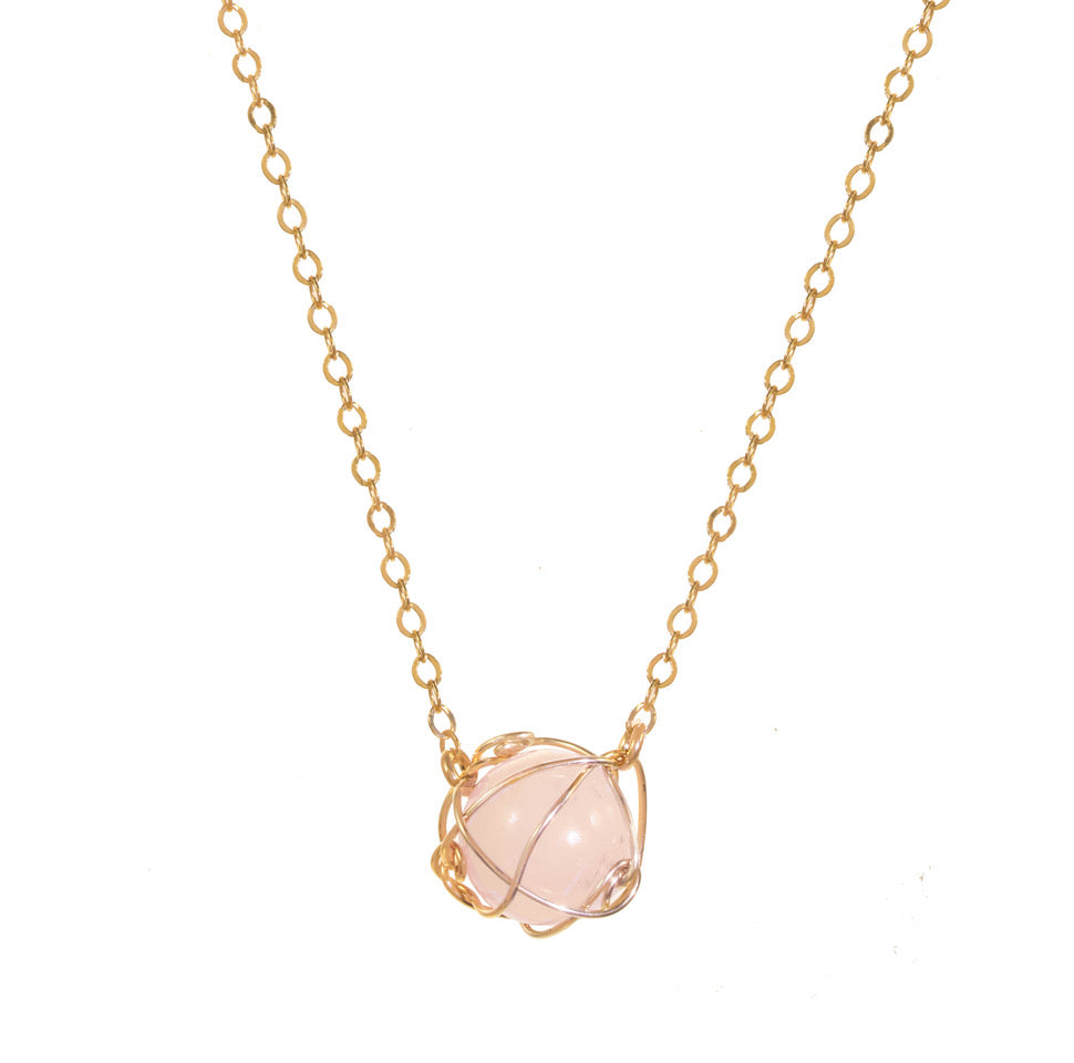 Wrapped Rose Quartz Choker