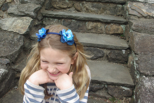 blue flowers headband