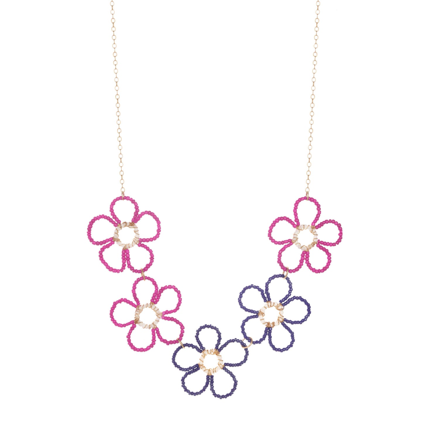 Beaded Flower Bib Necklace