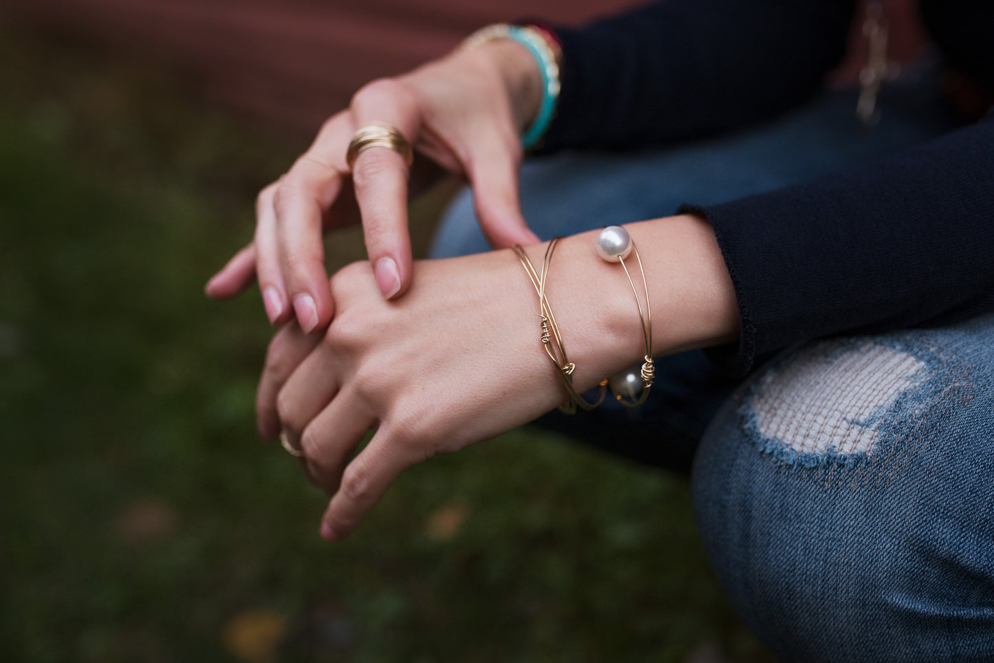 Gold Bangle Stack